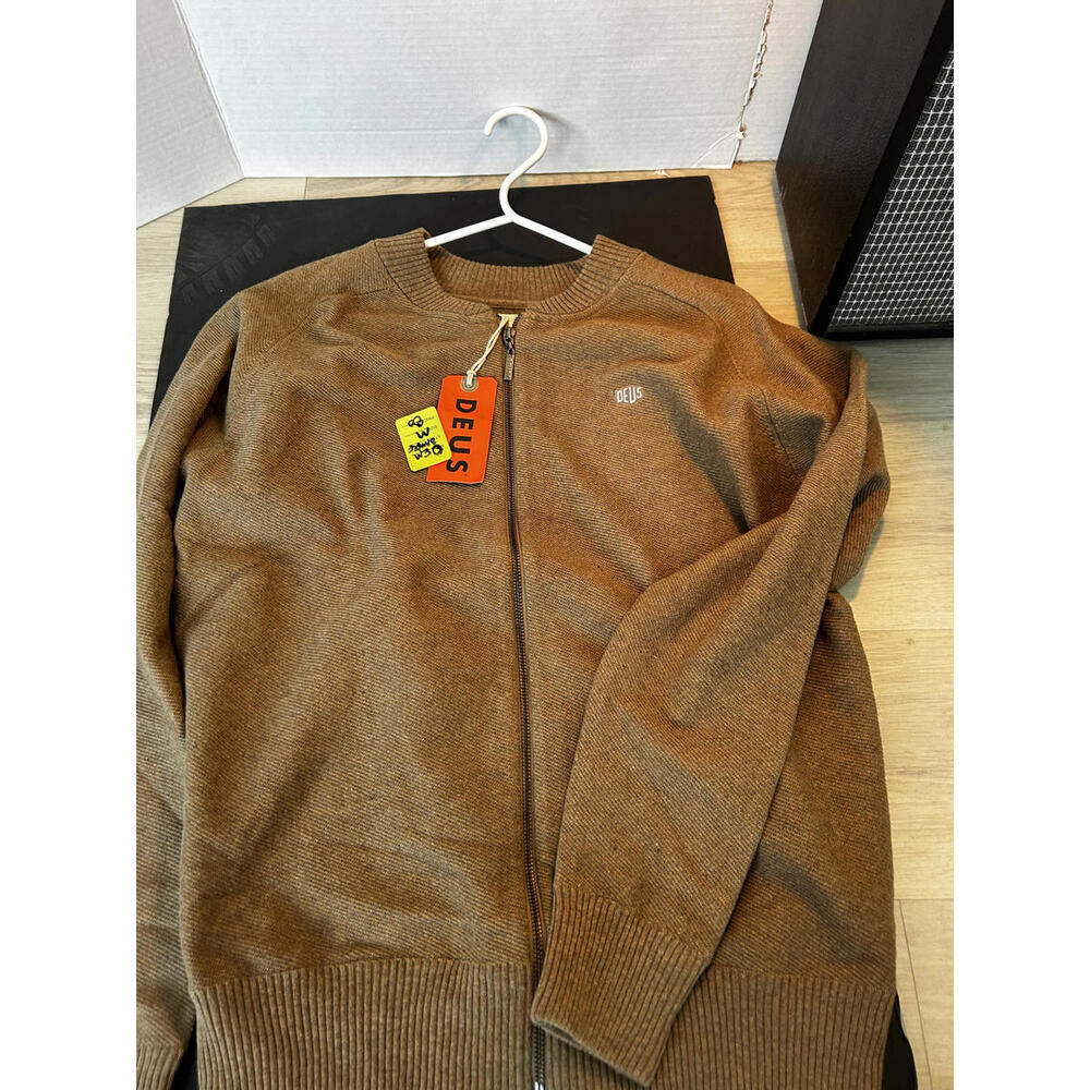 Deus Ex Machina Zip Knit Sweater Camel Brown Men’s M NWT